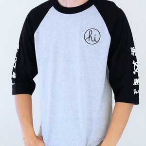 in4mation Black And Grey Baseball Tee